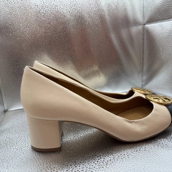 Size‎ 10.5 Tory Burch Womens Cream Chelsea 50mm Soft Nappa Leather Pump Shoes - Picture 2 of 9